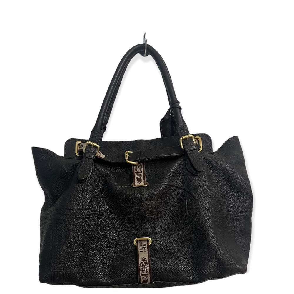 FENDI Vintage Brown Selleria Leather Large Tote Bag - Picture 3 of 17